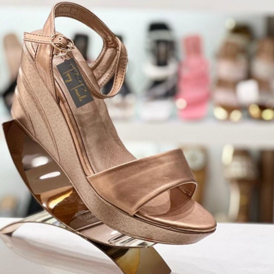 Copper Wedge Heels with Ankle Strap | Elegant Indo-Western Heels