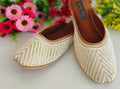 Ivory Beaded Zardozi Open Jutti | Hand-Embellished Festive Footwear