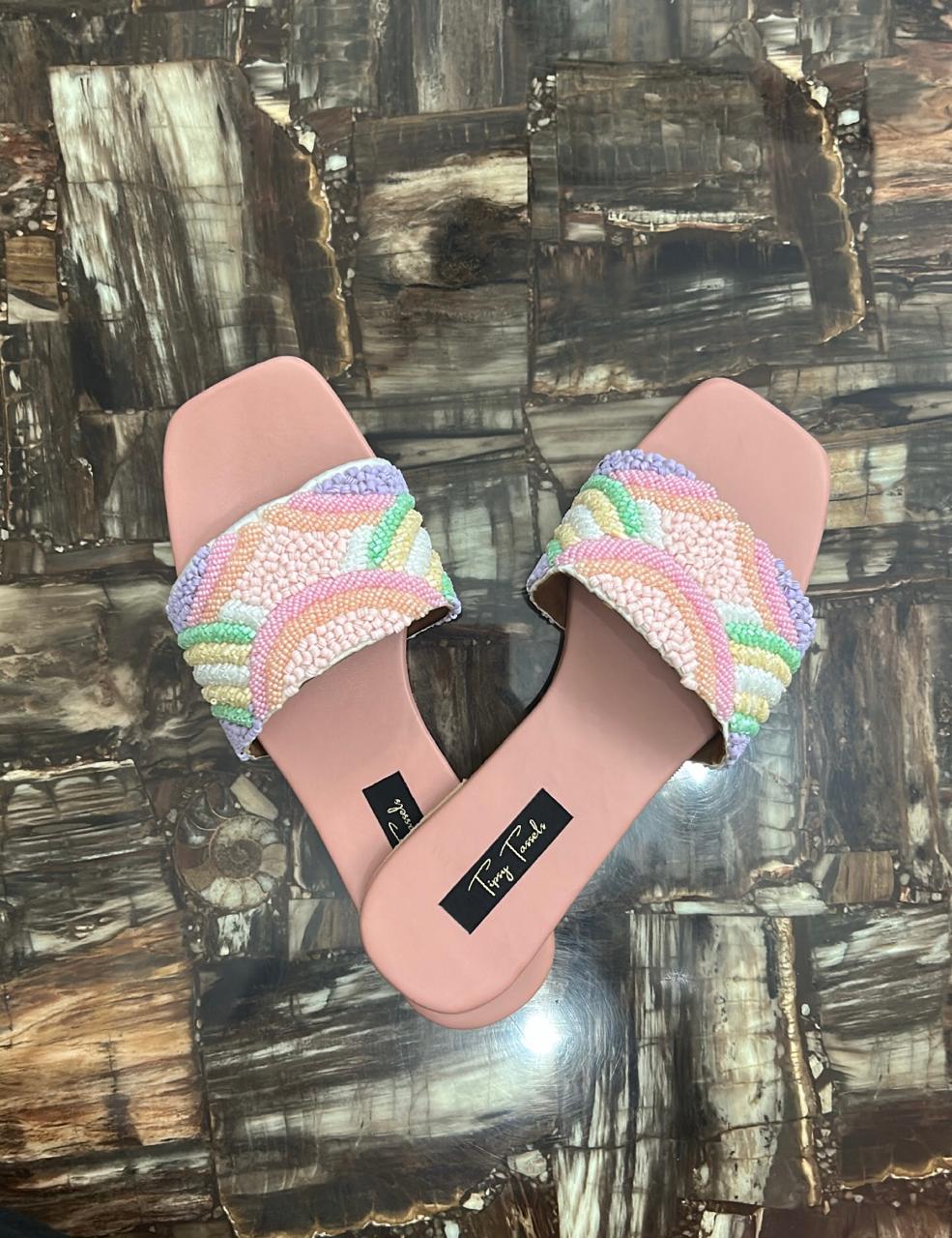 Pastel Beaded Handcrafted Slider | Everyday Chic Flatwear