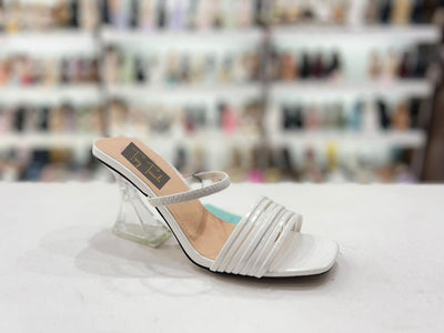Women’s White Minimal Strap Heels | Elegant Party Wear Footwear